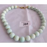 Larimar gemstone necklace. 19" length. 14mm round faceted.