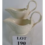 A pair of Leeds creamware type sauce boats in the 18th century taste (20th century).