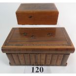 A Sorrento Ware olive wood puzzle box with Tunbridge Ware type inlay,