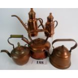 Three vintage copper kettles,