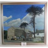 Gordon Miles (20th Century) - 'Two Monkey Puzzle Trees', oil on canvas, inscribed verso,