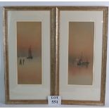 Garman Morris (British, 1900-1930) - 'Fishing boats', a pair, signed watercolours, inscribed,