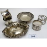 A silver bon bon dish with pierced decoration, Birmingham 1898, a sterling silver dish,