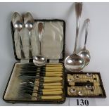 A selection of vintage silver plated cutlery, including Art Deco coffee spoons, ladles etc.
