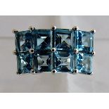 Topaz multi square cut ring. Size Q. 925.