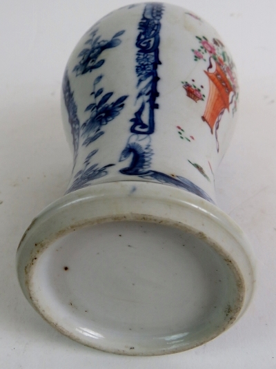 A 19th century Chinese export vase with blue and white border and a central polychrome floral spray, - Image 3 of 10