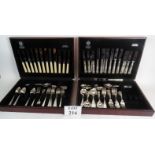 Two Arthur Price canteens containing assorted silver plated and bone handled cutlery.