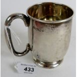 A Sterling silver tankard, weighs 164.1grams, bears clear hallmark for 1888/9, front panel engraved.