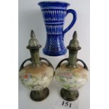 A pair of Sanford Ware ceramic vases and covers, c1900/1910, 33cm high (a/f),