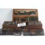 A large collection of 19th century glass photographic slides, some named, (3 boxes).