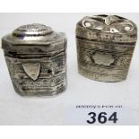 Two Georgian silver hinged lidded boxes, a/f.