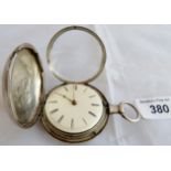 Full silver cased verge pocket watch by Lewis Mayer, London 1805, case hallmarked.