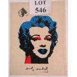 Andy Warhol (American, 1928-1987) - Studio 54 Marilyn lithograph, 33cm x 26cm, unframed.