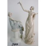 Two Royal Doulton figures in the Art Deco style, from the `Reflections' series,