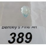 3.11cts natural Santa Maria Aquamarine. 11.9 x 8mm faceted pear cut. Unheated, eye clean & unused.