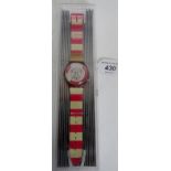 Swatch Watch, 'Navy Berry' wristwatch', chronograph,1991, original packaging and strap.