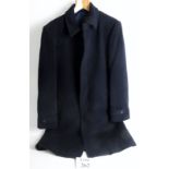 A gent's part cashmere overcoat in dark blue, approx size 42", concealed front button sleeve,