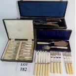 Vintage cutlery: to include a cased horn handled carving set,