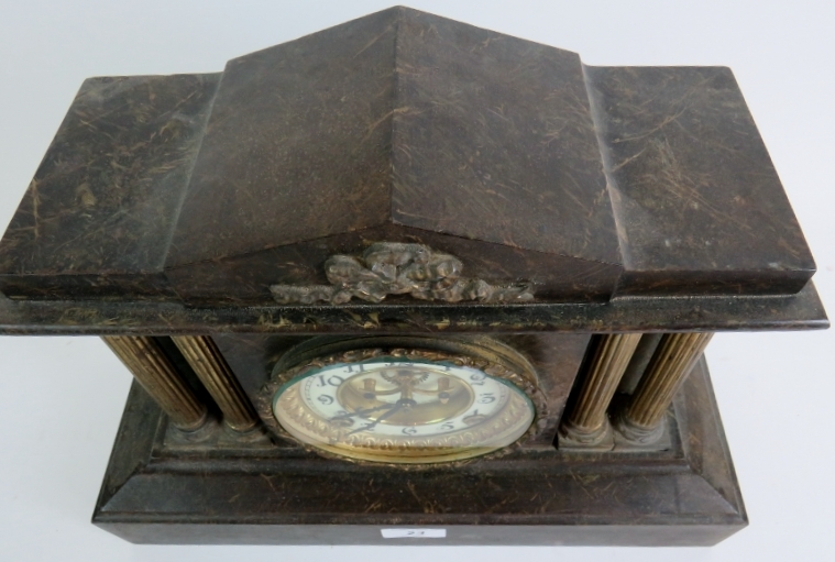 A slate mantel clock by The Ansonia Clock Company, New York, - Image 5 of 9