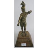 A heavy bronze figure of a Roman Centurion, on stepped plinth base, 34cm high.