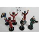 A set of 6 podium figures, metal painted, rare, 1/32 scale Scalextric.