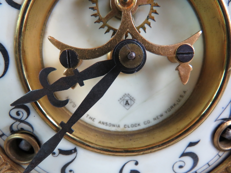 A slate mantel clock by The Ansonia Clock Company, New York, - Image 4 of 9