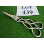 A pair of Victorian grape scissors, London hallmark 1845/6,