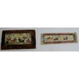 Two eastern antique miniature paintings depicting hunting scenes on horseback.