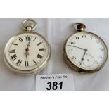 Silver cased pocket watch hallmarked Birmingham 1894 case maker Samuel Yeomans,