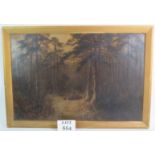 British School (19th Century) - two damaged oils on canvas depicting sheep in woodlands,