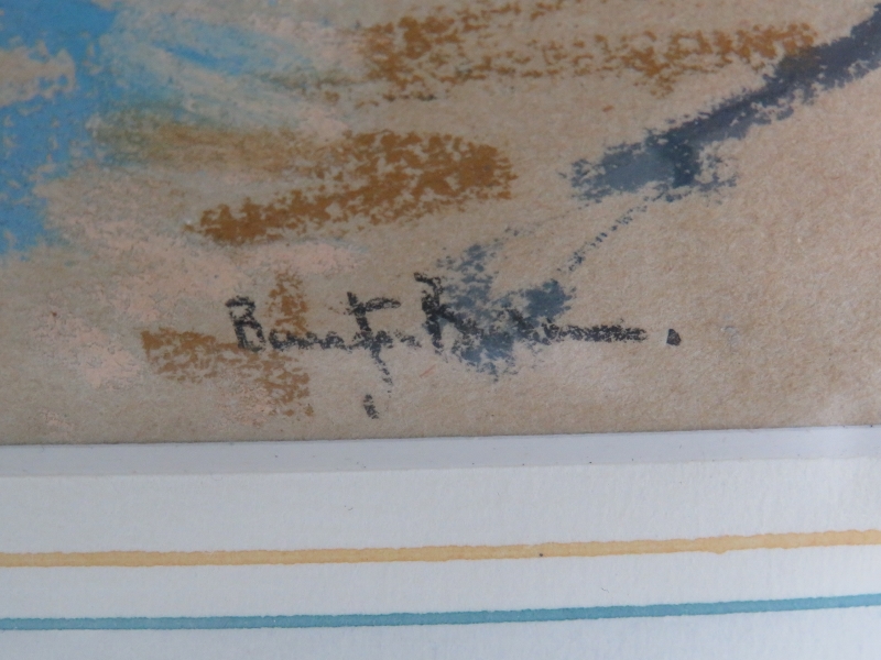 20th Century School - 'Foreign river landscape', pastel, indistinctly signed, 24cm x 19cm, framed. - Image 2 of 3
