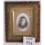 19th century overpainted/highlighted photographic portrait on opaline glass, oval,