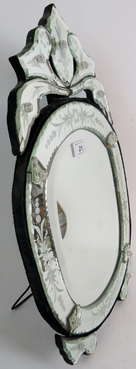 A decorative Venetian easel mirror in the 18th century taste (but modern), 54cm high. - Image 6 of 6