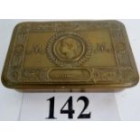 A WWI Christmas 1914 gift to the troops tobacco/chocolate tin (no contents).