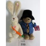 A rare mohair Steiff rabbit, wind up musical moving head,