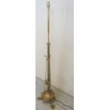 A very ornate Art Nouveau style height adjustable solid brass standard lamp.