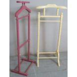 Two wooden clothes horses / towel rails to include one painted pink and one yellow with bobbin