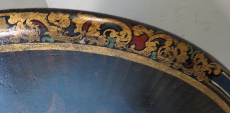 A Georgian tilt top tripod table ebonised and elaborately painted with gilt highlights, - Image 8 of 9