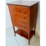 A 20th Century mahogany side cabinet with four long drawers over an open lower shelf.