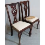 A pair of 19th Century Chippendale style mahogany occasional chairs for restoration,