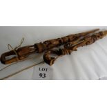 Two African Tribal carved staffs, one fe