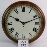 A late 19th Century mahogany cased station style clock with painted dial.