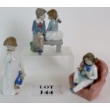 Three Nao by Lladro figurines, number 01108, 01166 and 01136, all featuring children. Tallest 21cm.