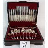 44 piece silver plated canteen of cutlery in fitted box by Pinder Brothers of Sheffield.