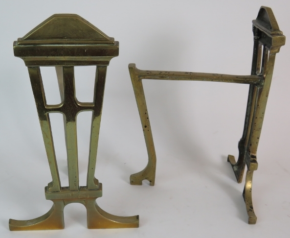 A pair of antique wrought iron fire dogs, a pair of regency style brass fire dogs, - Image 3 of 4