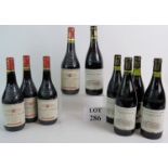 9 bottles of fine quality mature Southern Rhone red wines from Vacqueras being 5 bottles of Domaine