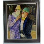 Continental School (20th century) - 'Two clowns', oil on canvas, indistinctly signed,