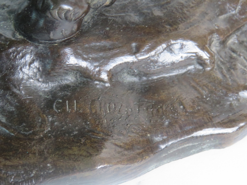 Antique bronze Marley Horse, signed C.H. Crozatier. Overall height is 40 cm. - Image 5 of 7