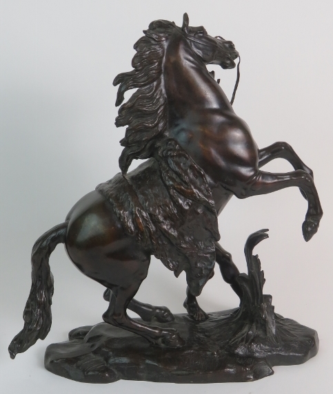 Antique bronze Marley Horse, signed C.H. Crozatier. Overall height is 40 cm. - Image 3 of 7