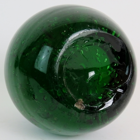 A 19th Century nailsea glass red and white rolling pin and large Victorian green glass dump, - Image 3 of 6